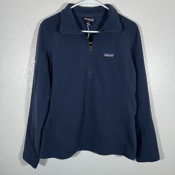 NWOT Patagonia Womens Micro D 1/4‎ Zip Fleece Pullover Navy Size Medium *Logo* - Picture 2 of 8